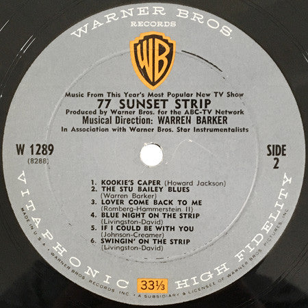 Warren Barker : 77 Sunset Strip (Music From This Year's Most Popular New TV Show) (LP, Album, Mono)