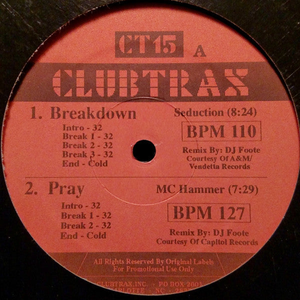 Various : Clubtrax 15 (12", Promo)
