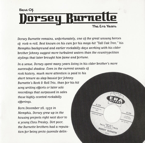 Dorsey Burnette : Best Of The Era Years (CD, Comp)