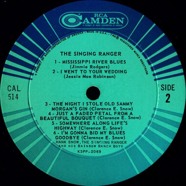 Hank Snow And His The Rainbow Ranch Boys : The Singing Ranger (LP, Mono)