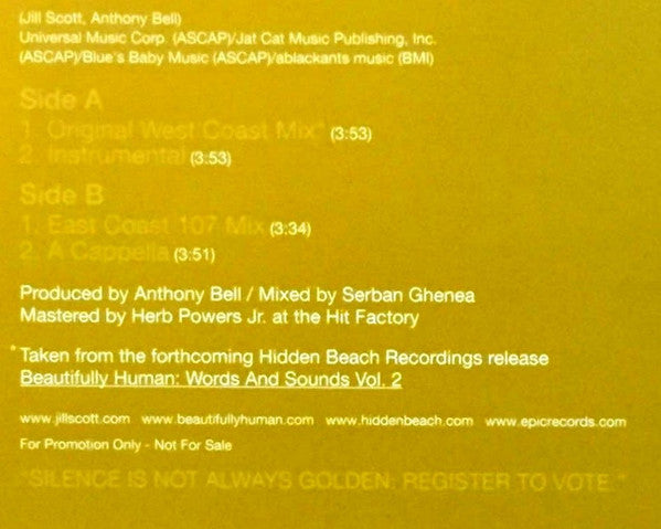 Jill Scott : Golden (12", Promo)