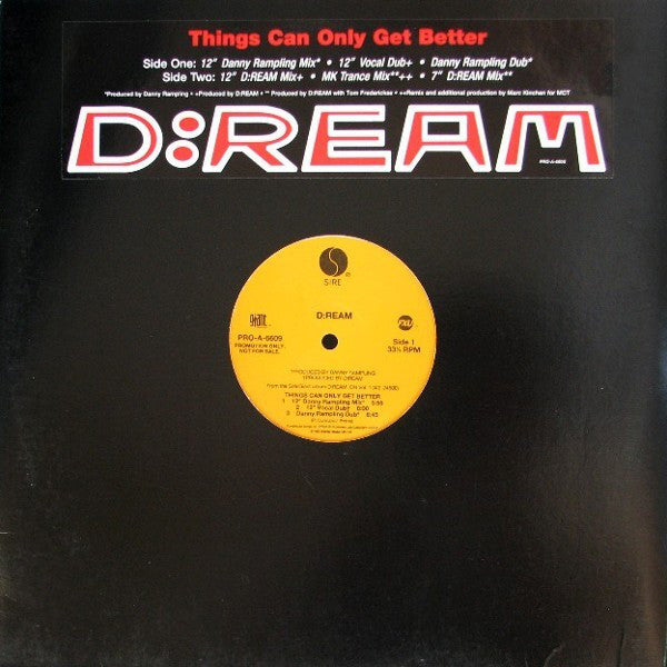 D:Ream : Things Can Only Get Better (12", Promo)