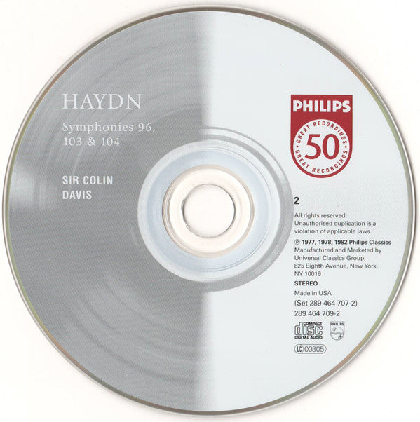 Joseph Haydn / Concertgebouworkest, Sir Colin Davis : 6 "London" Symphonies (2xCD, Comp, Club, RE, RM)