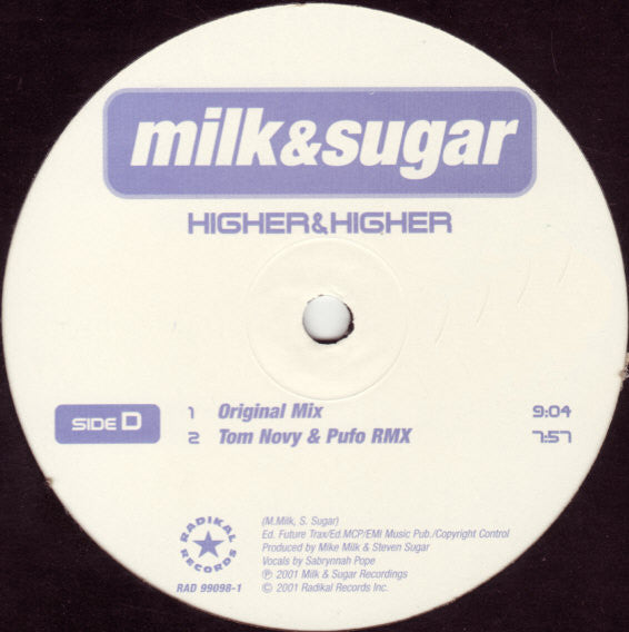 Milk & Sugar : Higher & Higher (2x12")