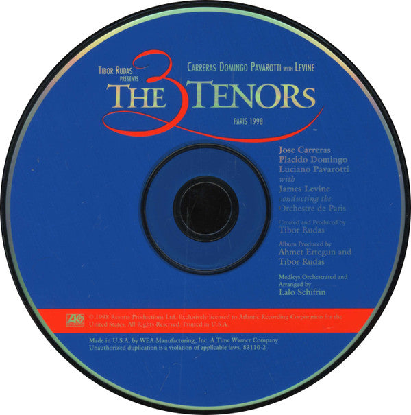 The Three Tenors, José Carreras, Placido Domingo, Luciano Pavarotti With James Levine (2) : The Three Tenors, Paris 1998 (The Concert Of The Century, Recorded Live) (CD, Album)