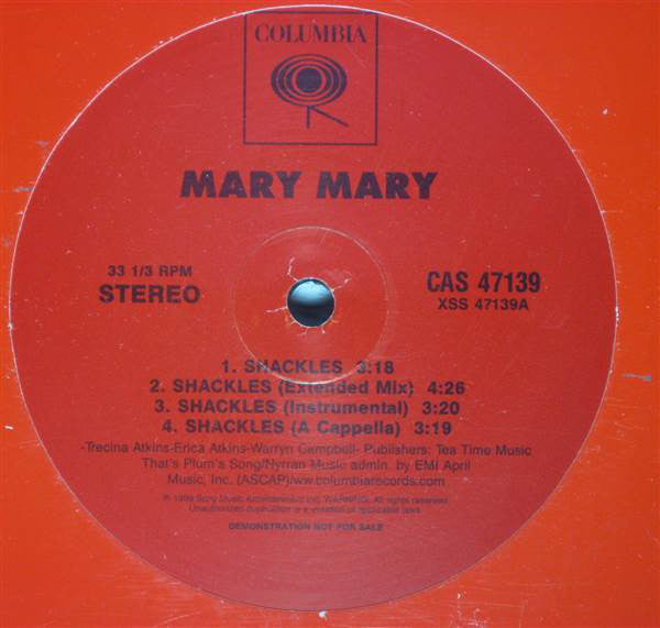 Mary Mary : Shackles (12", Single, Promo)