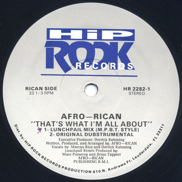 Afro-Rican : That's What I'm All About (12")