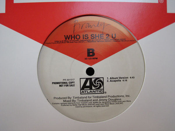 Brandy (2) : Who Is She 2 U (12", Promo)