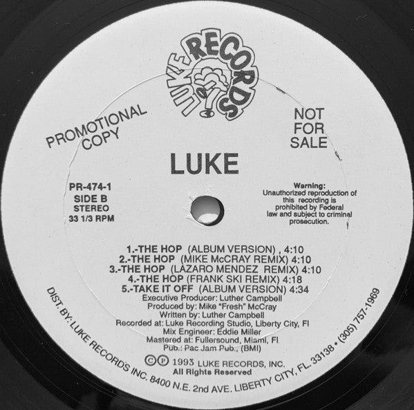 Luke : The Hop (12", Promo)