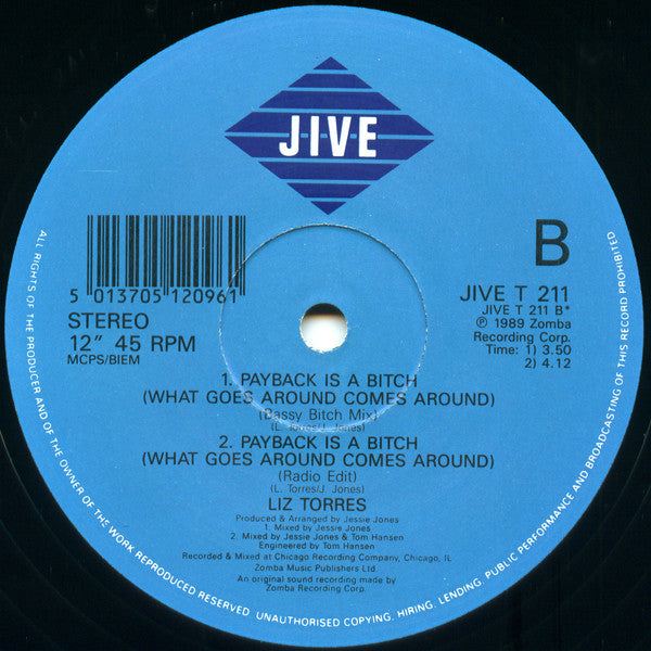 Liz Torres : Payback Is A Bitch (What Goes Around Comes Around) (12")