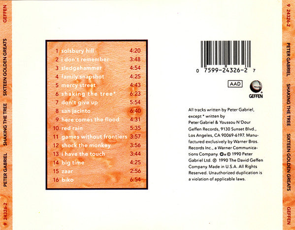Peter Gabriel : Shaking The Tree (Sixteen Golden Greats) (CD, Comp, War)