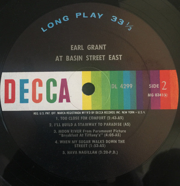 Earl Grant : Earl Grant At Basin Street East (LP, Album, Mono, Glo)
