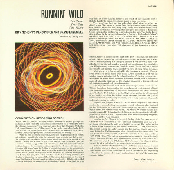 Dick Schory's Percussion And Brass Ensemble : Runnin' Wild (LP, Album)
