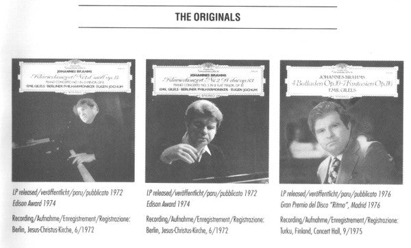 Johannes Brahms - Emil Gilels, Berliner Philharmoniker, Eugen Jochum : Die Klavierkonzerte = The Piano Concertos = Les Concertos Pour Piano / Fantasien Op. 116 (2xCD, Comp, Club, RE, RM)