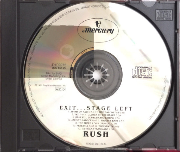 Rush : Exit...Stage Left (CD, Album, Club, RE)