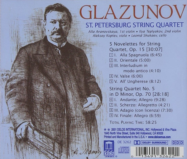 St. Petersburg String Quartet - Glazunov* : 5 Novelettes • Quartet No. 5 (CD, Album)
