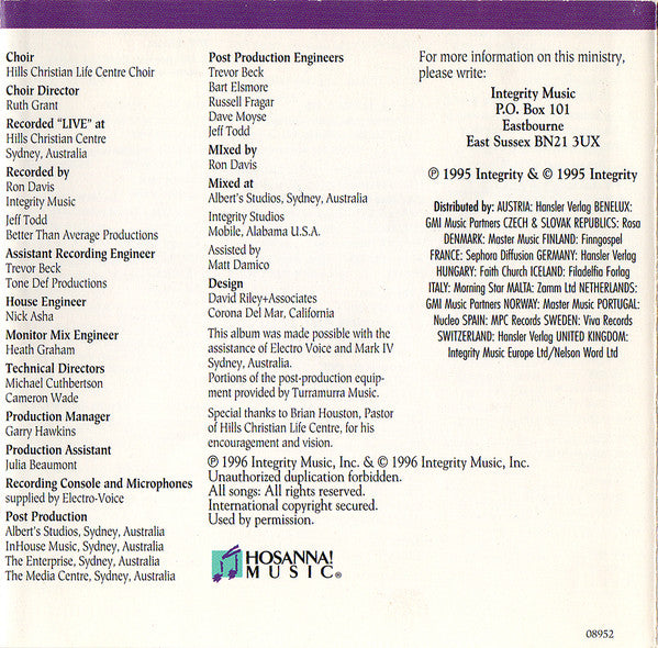 Hillsongs* : Shout To The Lord (CD, Album)