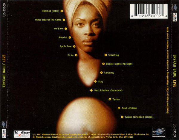 Erykah Badu : Live (CD, Album, Cin)