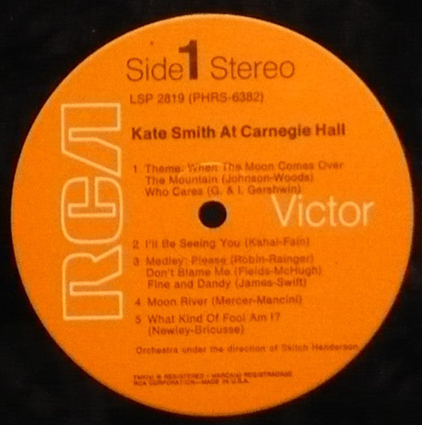 Kate Smith (2) : Kate Smith At Carnegie Hall (LP, Album, RE)