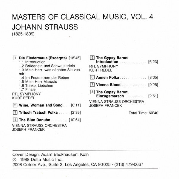 Strauss* : Masters Of Classical Music, Vol.4: Strauss (CD, Comp)