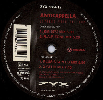 Anticappella : Express Your Freedom (12")