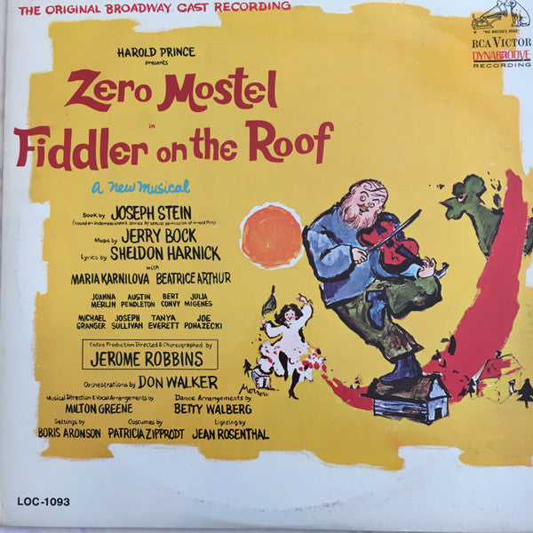 Original Broadway Cast*, Jerry Bock : Fiddler On The Roof (The Original Broadway Cast Recording) (LP, Album, Mono)