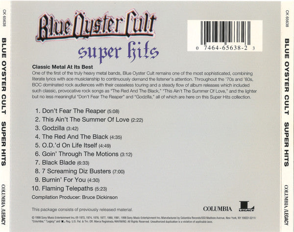 Blue Öyster Cult : Super Hits (CD, Comp)
