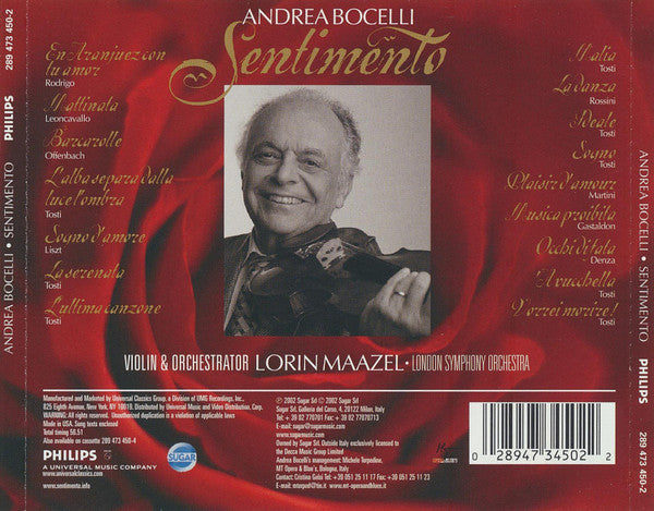 Andrea Bocelli, London Symphony Orchestra, Lorin Maazel : Sentimento (CD)