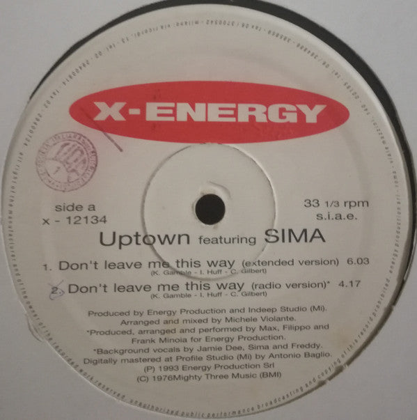 Uptown (5) Featuring Sima : Don't Leave Me This Way (12", Single)
