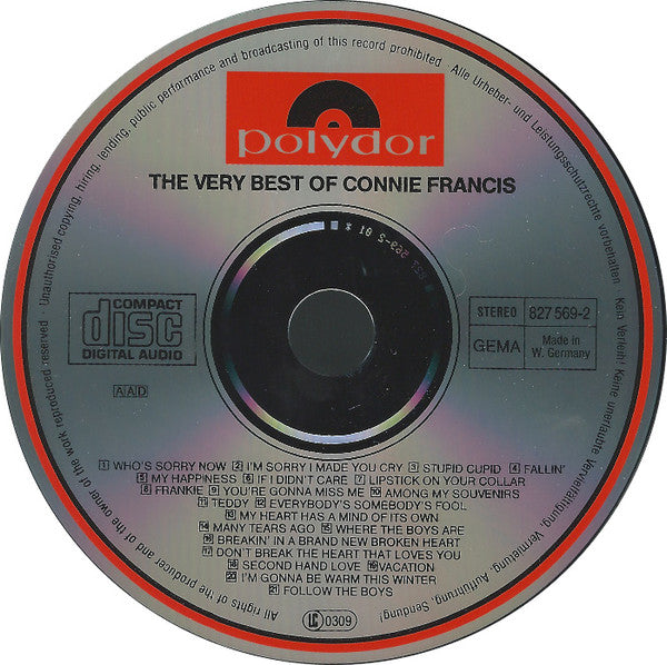 Connie Francis : The Very Best Of Connie Francis (CD, Comp, Mono, RE, RM)