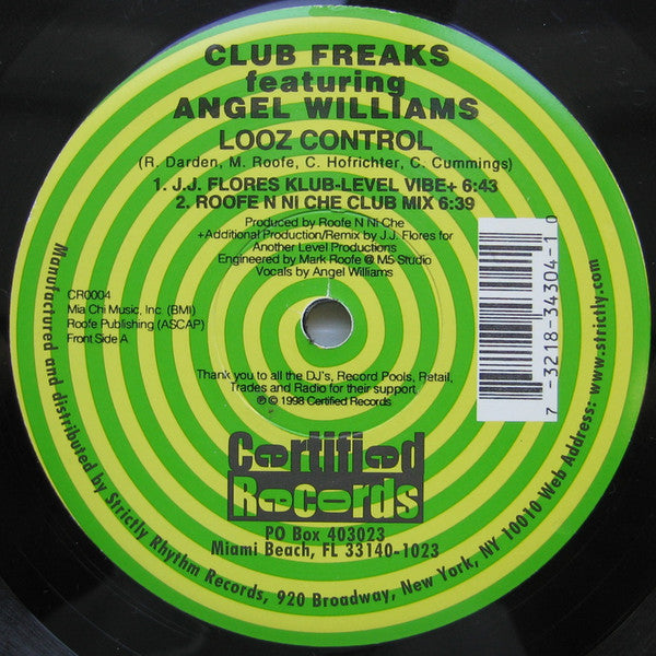 Club Freaks Featuring  Angel Williams : Looz Control (12")