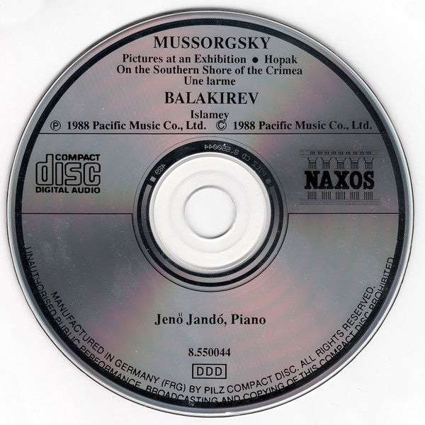 Mussorgsky* / Balakirev*, Jenö Jandó : Pictures At An Exhibition • Hopak • On The Southern Shore Of The Crimea • Une Larme / Islamey (CD, Album)