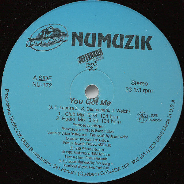 Jefferson Project : You Got Me (12", Maxi)