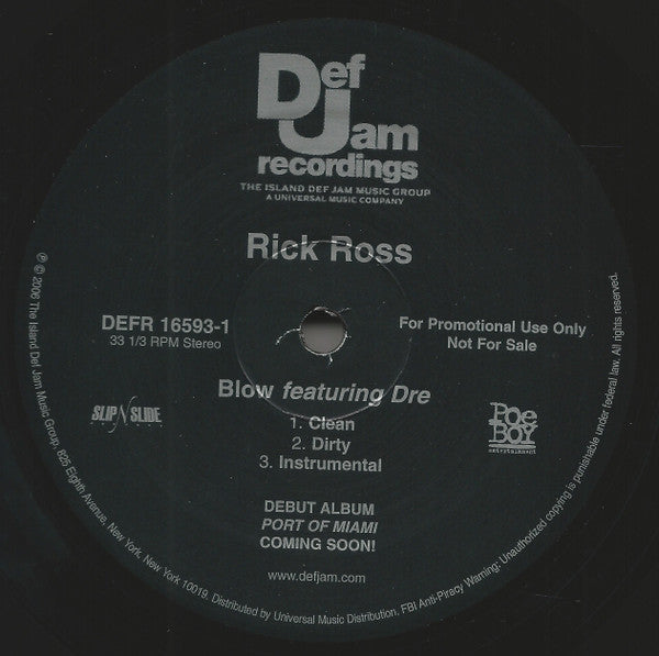 Rick Ross : Blow (12", Promo)