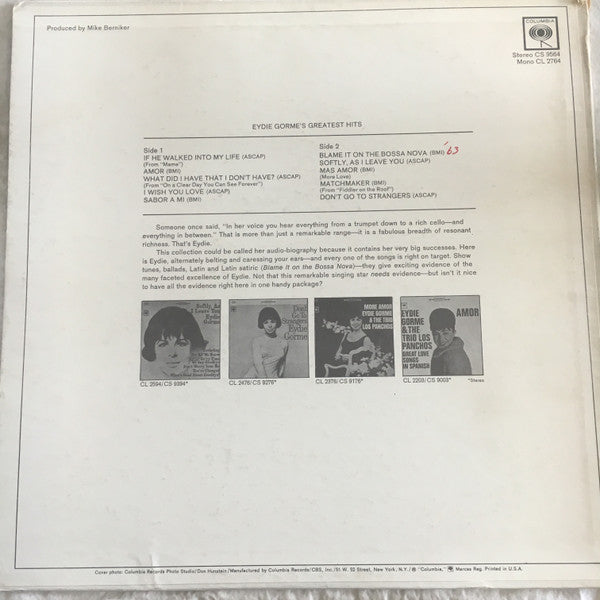 Eydie Gorme* : Eydie Gorme's Greatest Hits (LP, Comp, Mono)