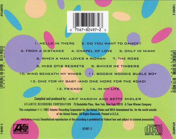 Bette Midler : Experience The Divine (Greatest Hits) (CD, Comp, All)