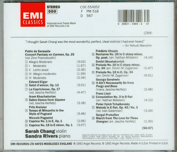 Sarah Chang : Debut (CD, Album, Club)