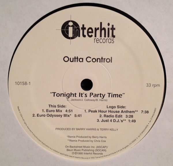 Outta Control : Tonight It's Party Time (12")