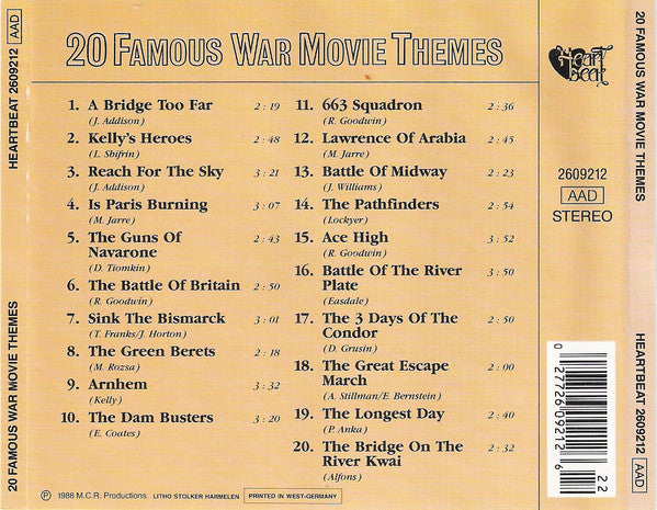 Unknown Artist : 20 Famous War Movie Themes (CD)