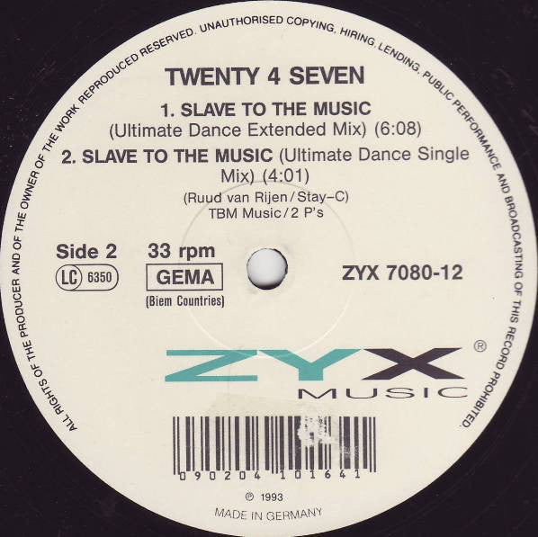 Twenty 4 Seven : Slave To The Music (12")
