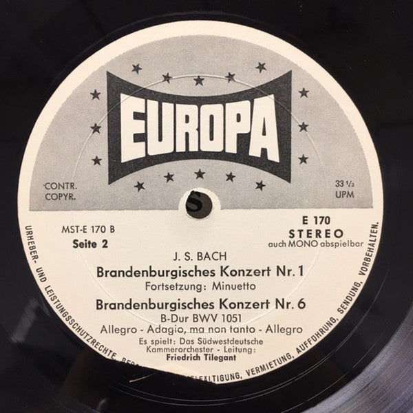 Johann Sebastian Bach, Ulrich Koch, György Terebesi, Maurice André, Friedrich Tilegant, Das Südwestdeutsche Kammerorchester* : Brandenburgische Konzerte 1, 2, 6 (LP)