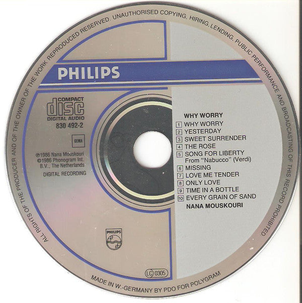 Nana Mouskouri : Why Worry (CD, Album)