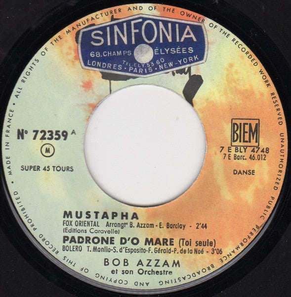 Bob Azzam Et Son Orchestre : Mustapha / Padrone D'O Mare / Tintarella Di Luna / Ti Adorero (7", EP)