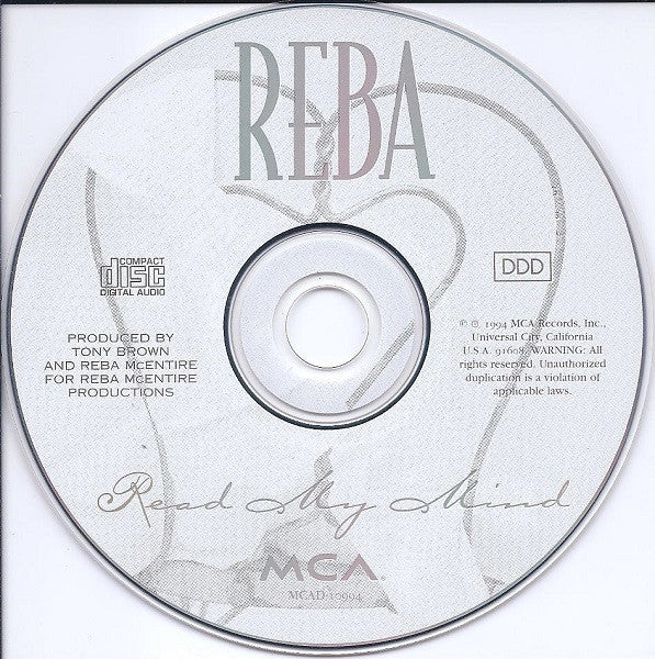 Reba McEntire : Read My Mind (CD, Album, Club)