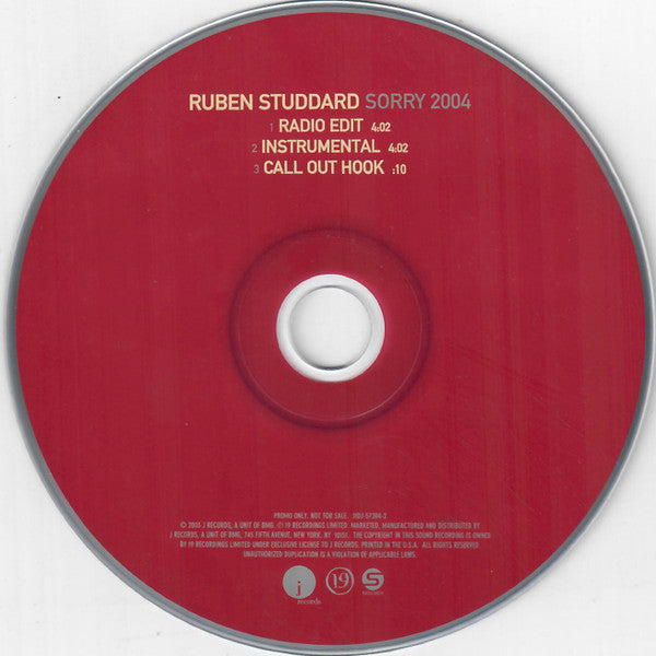 Ruben Studdard : Sorry 2004 (CD, Single, Promo)