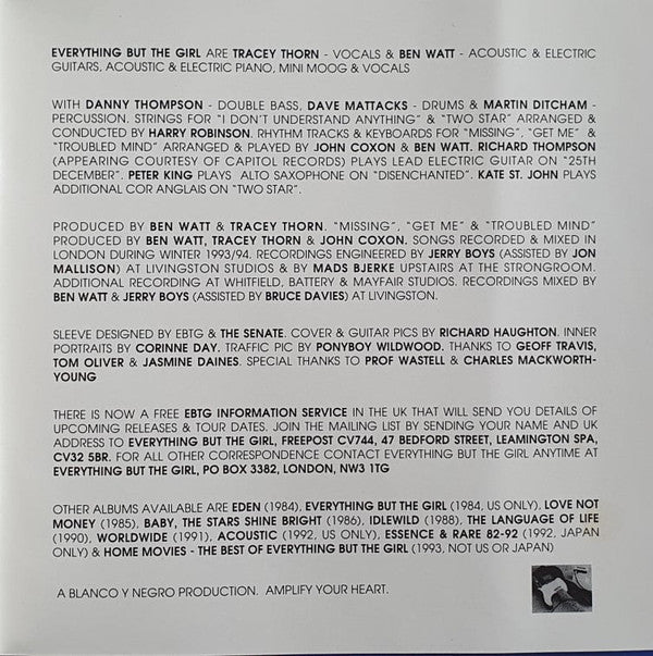 Everything But The Girl : Amplified Heart (CD, Album, Club, RE)