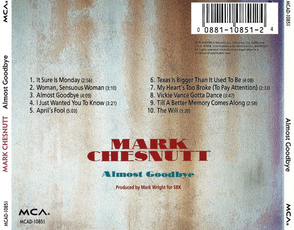 Mark Chesnutt : Almost Goodbye (CD, Album)
