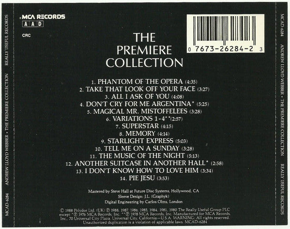 Various, Andrew Lloyd Webber : The Premiere Collection - The Best Of Andrew Lloyd Webber (CD, Comp, Club)