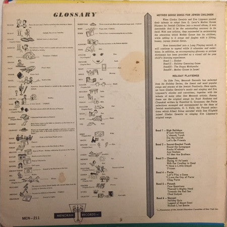 Gladys Gewirtz : Mother Goose Songs For Jewish Children And Holiday Play Songs (LP, Album)