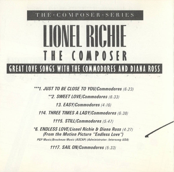 Lionel Richie : The Composer: Great Love Songs With The Commodores And Diana Ross (CD, Comp, Club)